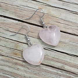 Rose Quartz Heart Earrings