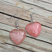 Strawberry Quartz Heart Earrings