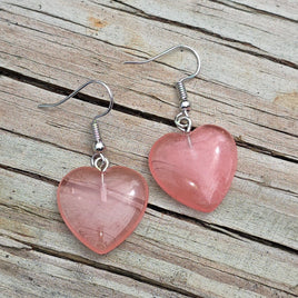 Strawberry Quartz Heart Earrings