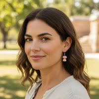 Pink Smiling Mushroom Earrings