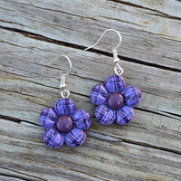 Plaid Flower Earrings