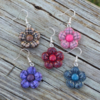 Plaid Flower Earrings