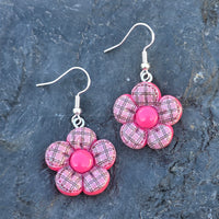 Plaid Flower Earrings