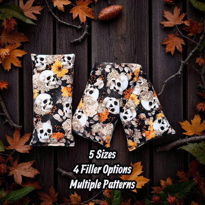 Microwaveable Heating Pad: Cherry Pit, Rice, Walnut or Flax Seed - Skulls
