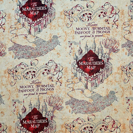 Pattern of 'The Marauder's Map' design on a textured background