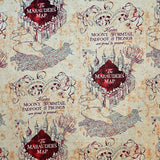 Pattern of 'The Marauder's Map' design on a textured background