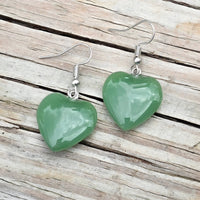Green Adventurine Heart Earrings
