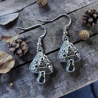 Silver Mushroom Earrings