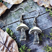 Silver Mushroom Earrings