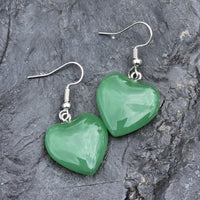 Green Adventurine Heart Earrings