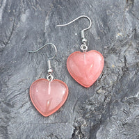 Strawberry Quartz Heart Earrings