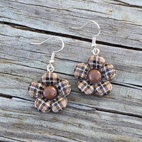 Plaid Flower Earrings