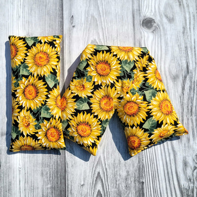 Cherry Pit Heating Pad - Large Harvest Sunflowers on Black