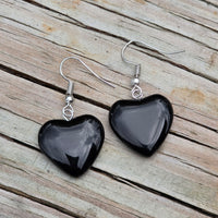 Black Onyx Heart Earrings