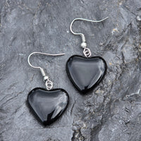 Black Onyx Heart Earrings