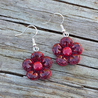 Plaid Flower Earrings