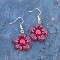 Plaid Flower Earrings