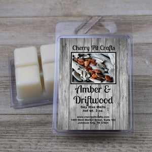 Amber & Driftwood Soy Wax Melts - Cherry Pit Crafts