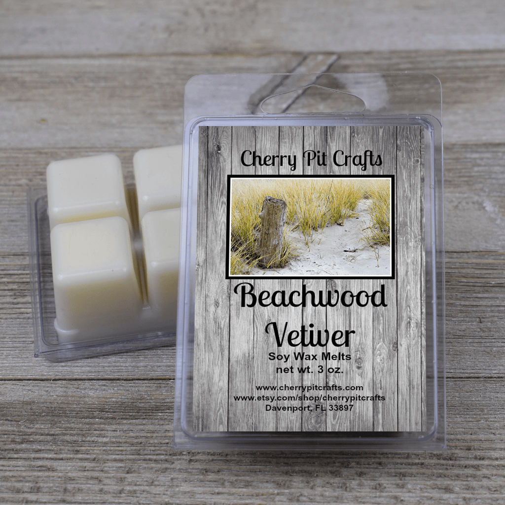 Beachwood & Vetiver Soy Wax Melts - Get A Whiff @ Cherry Pit Crafts