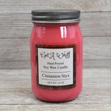 Cinnamon Styx Soy Wax Candles - Get A Whiff @ Cherry Pit Crafts