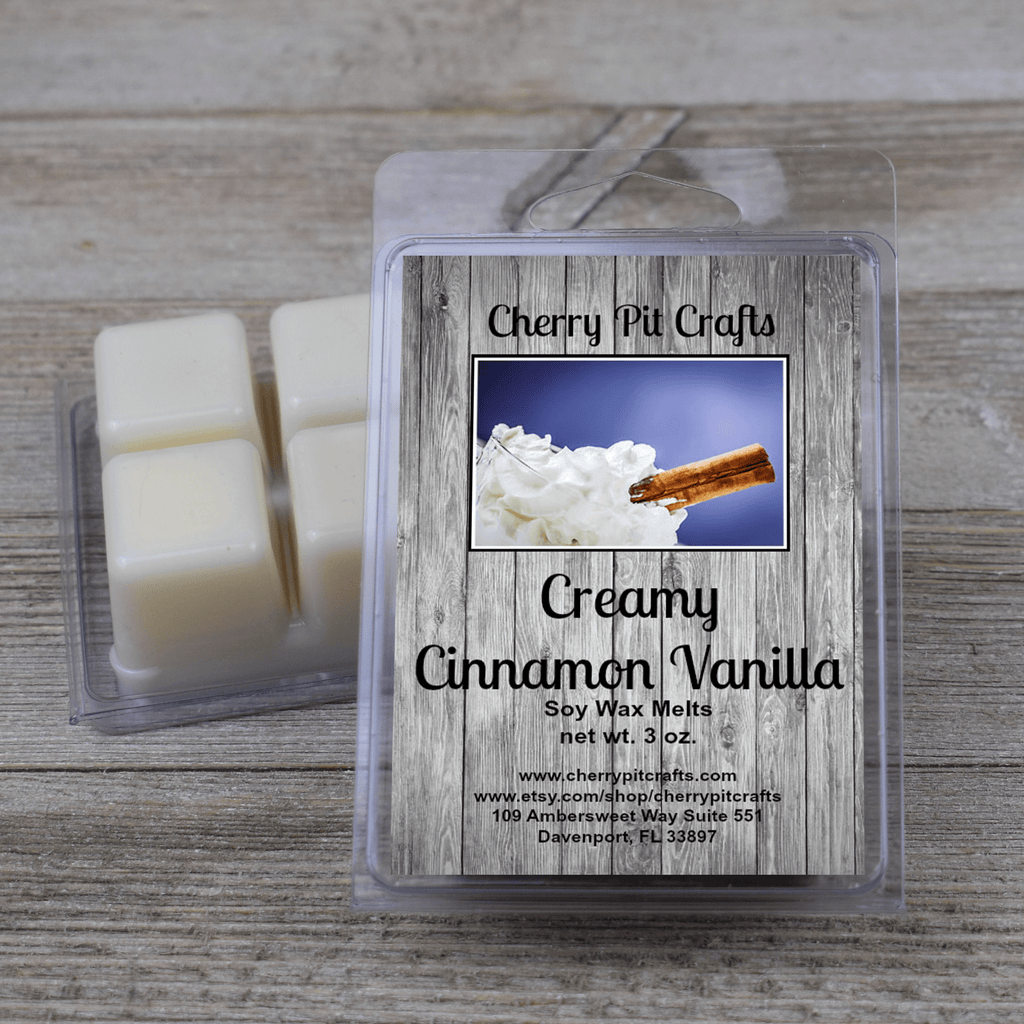 Creamy Cinnamon Vanilla Soy Wax Melts - Get A Whiff @ Cherry Pit Crafts