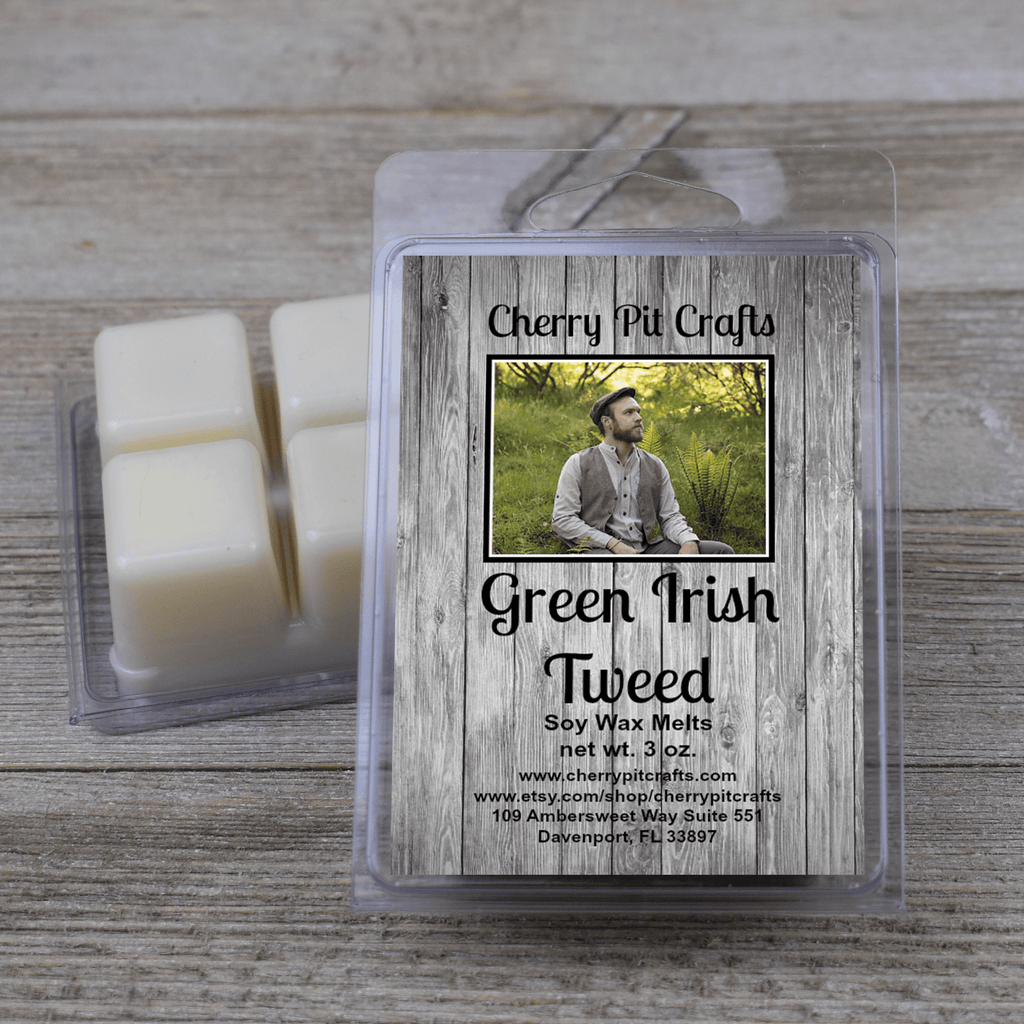 Green Irish Tweed Soy Wax Melts - Get A Whiff @ Cherry Pit Crafts