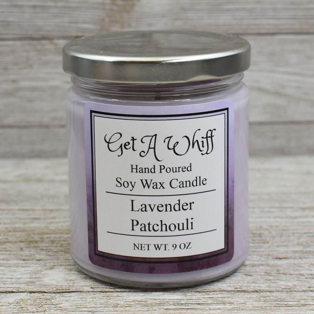 Lavender Patchouli Soy Wax Candles - Get A Whiff @ Cherry Pit Crafts
