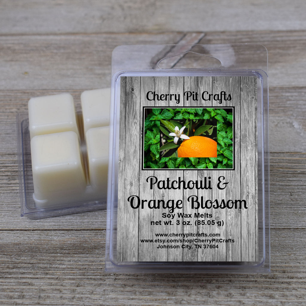 Patchouli & Orange Blossom Soy Wax Melts - Cherry Pit Crafts