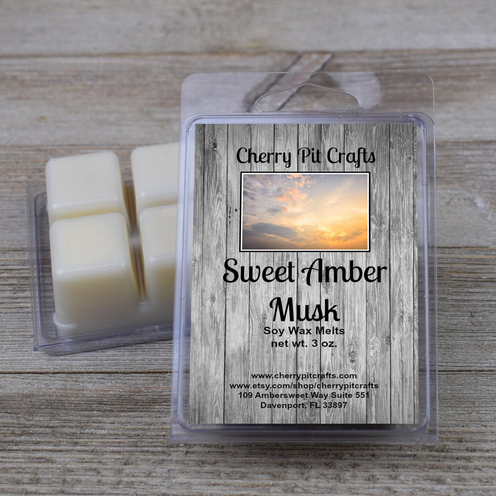 Sweet Amber Musk Soy Wax Melts - Get A Whiff @ Cherry Pit Crafts