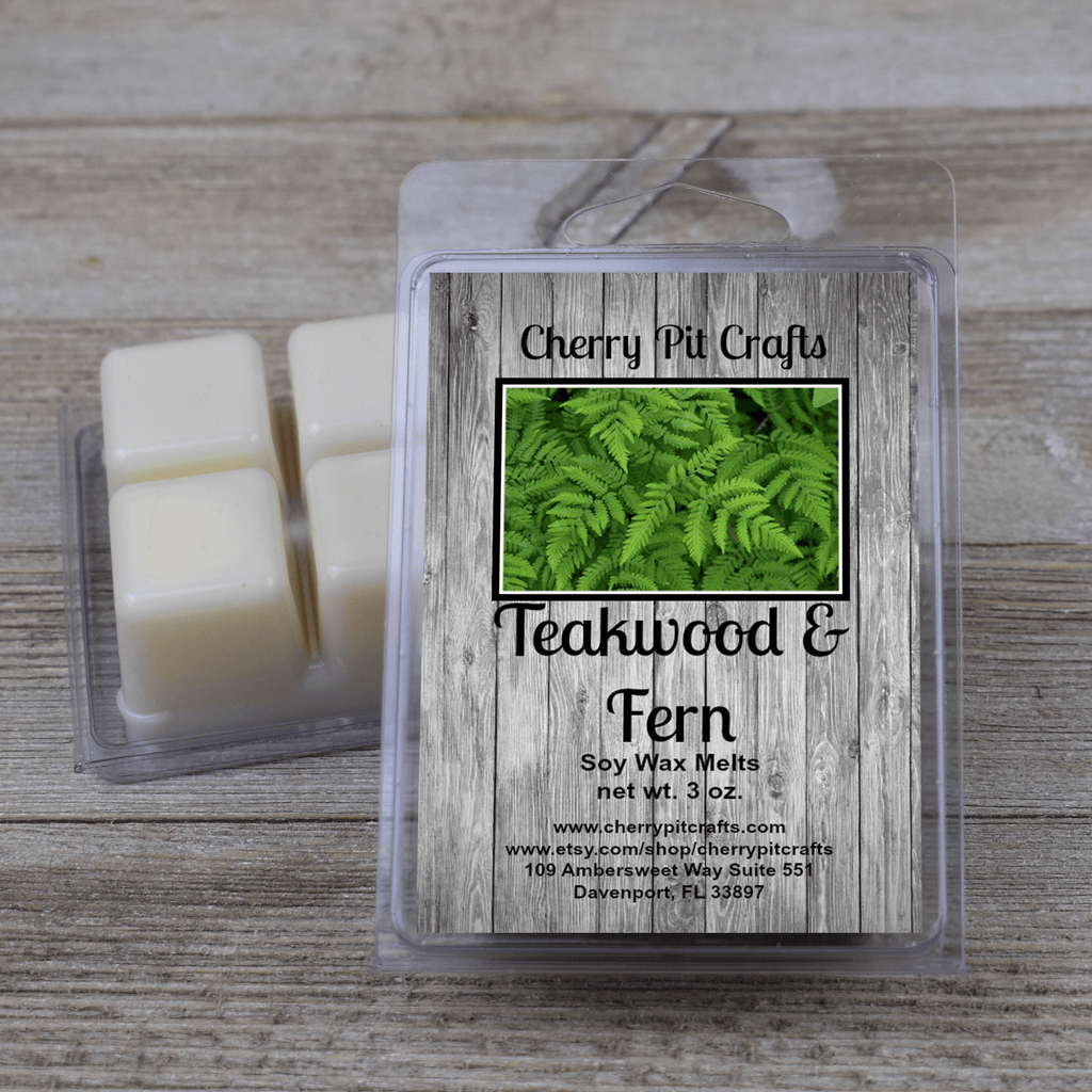 Teakwood & Fern Soy Wax Melts - Get A Whiff @ Cherry Pit Crafts